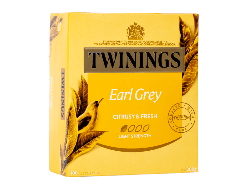 A package of Twinings Earl Grey tea