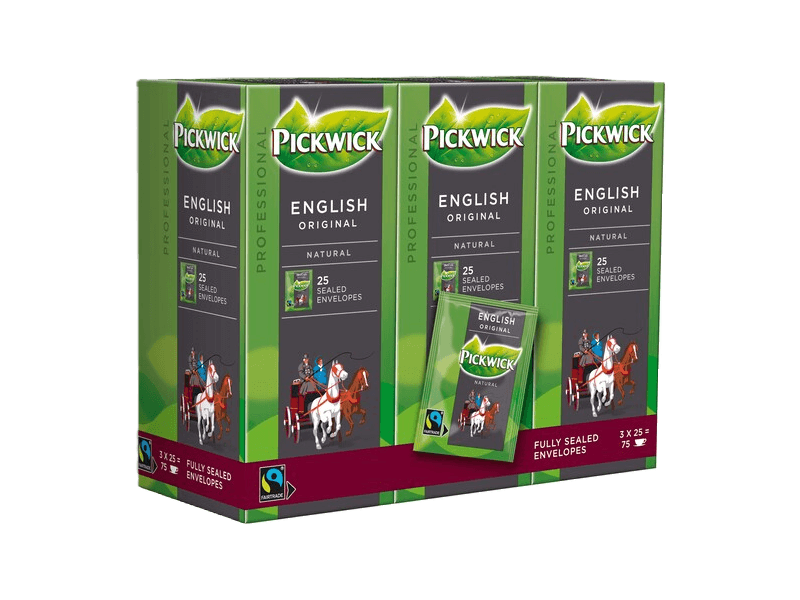 pickwick english original tea box with 75 fairtrade envelopes