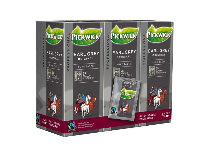 pickwick earl grey tea box with 75 fairtrade envelopes