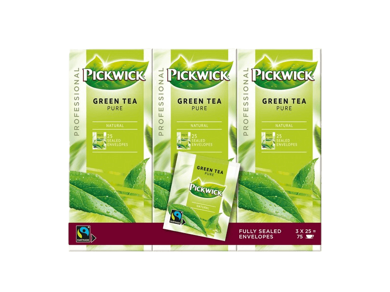 pickwick green tea pure tea box with 75 fairtrade envelopes