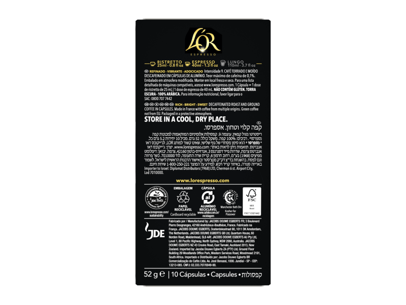 LOR Espresso Decaf capsules