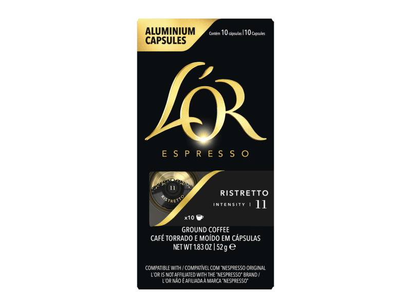 A pack of L'OR espresso ristretto capsules 10x10
