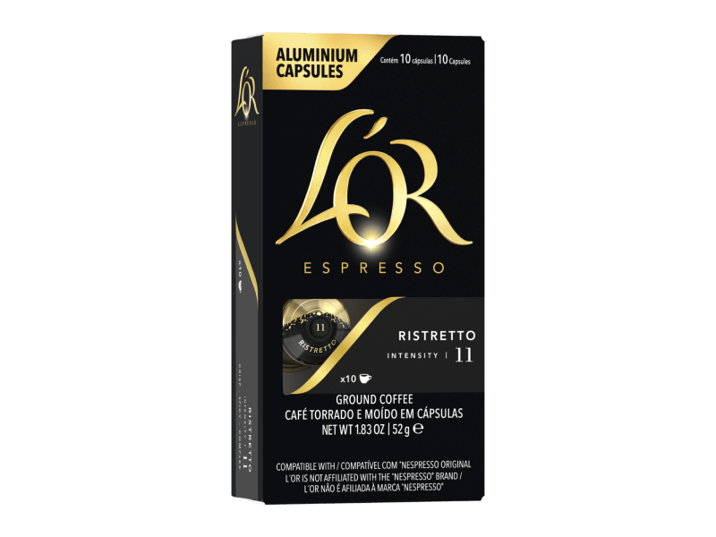 A pack of L'OR espresso ristretto capsules 10x10