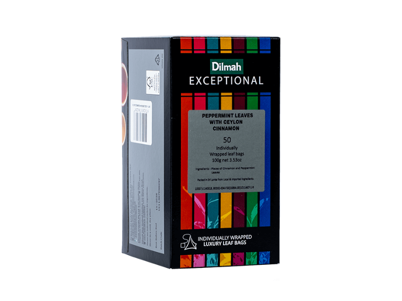 Dilmah Exceptional Peppermint with Ceylon Cinnamon Enveloped 50 Tea Bags PLP