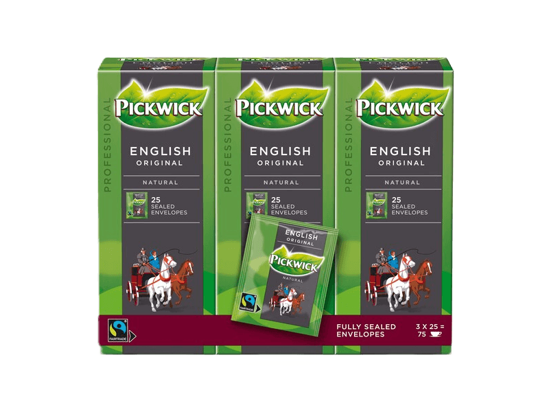 pickwick english original tea box with 75 fairtrade envelopes