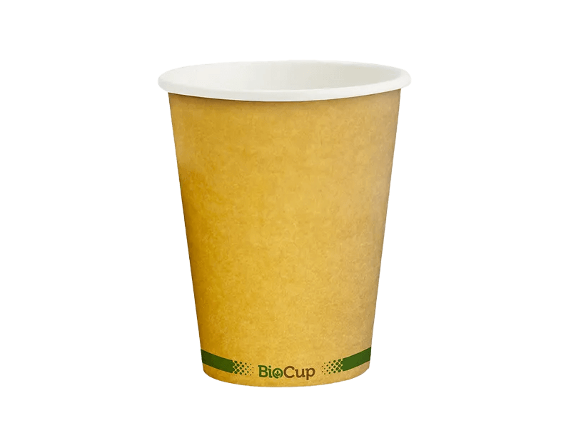 280ml / 8oz (80mm) Kraft Green Stripe Single Wall BioCup 4058087