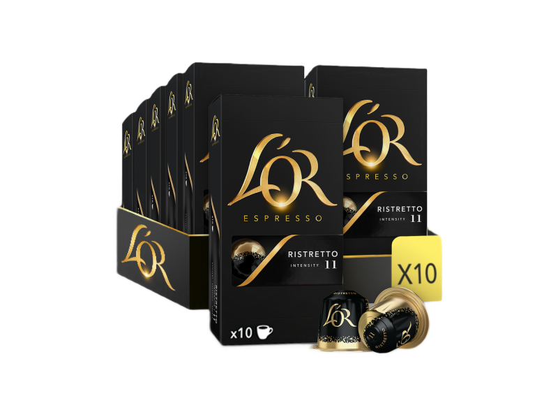 A pack of L'OR espresso ristretto capsules 10x10