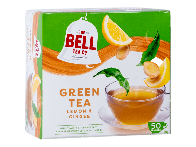 A pack of Bell Lemon & Ginger Green Tea 50x2gx6