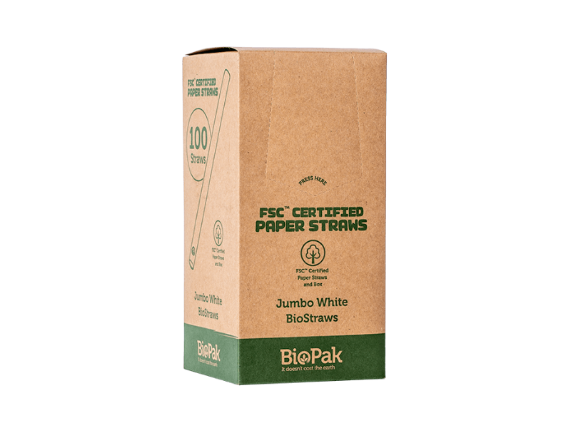 10mm Jumbo White BioStraw x 100 sleeve