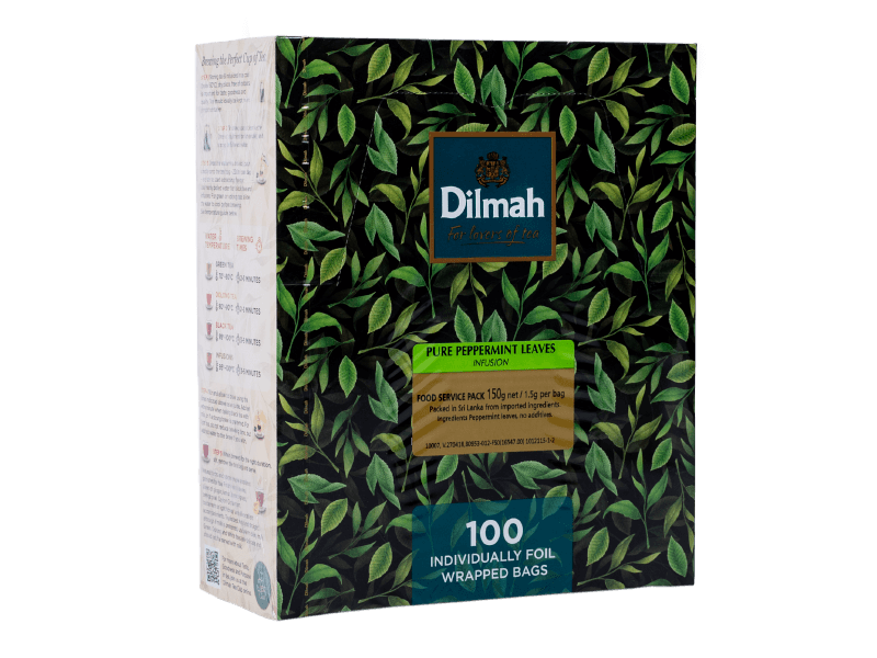 A package of Dilmah peppermint tea